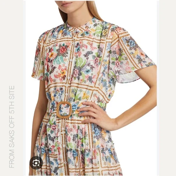 Elie Tahari Aimee Summer Palace Tiered Floral-Print Midi/Maxi Dress SIZE 14 - Picture 13 of 16